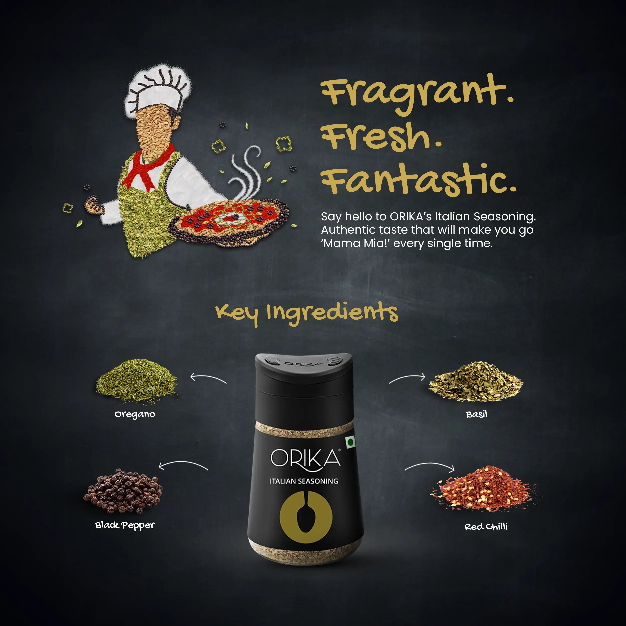 Orika Italian Table Combo (2 Italian Seasoning (75 g/each) & 1 Red Chilli Flakes (50 g)) - Orika Spices India